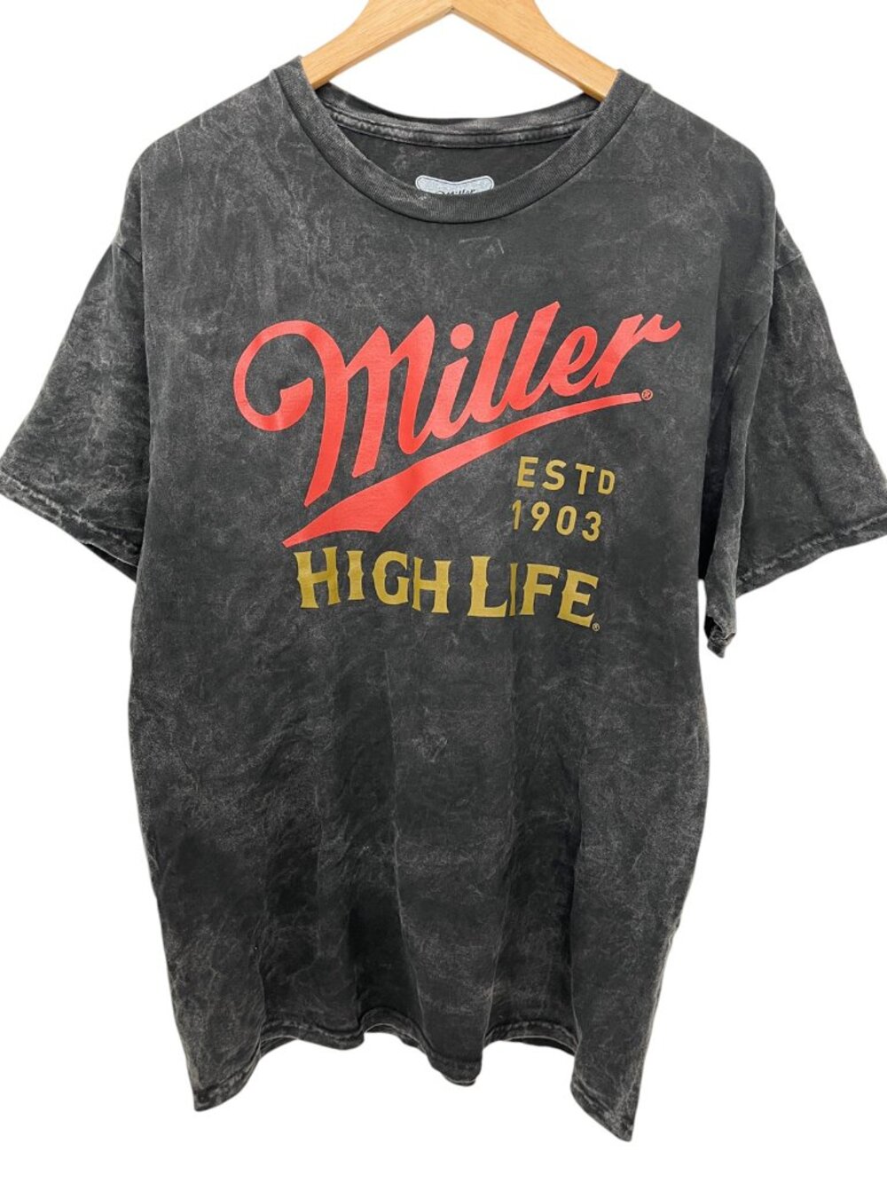 NWOT Miller High Life Men’s T-Shirt Distressed Acid Wash Medium